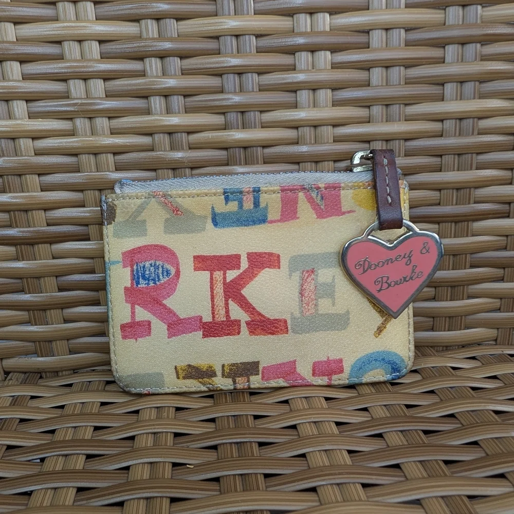 Dooney & Bourke Multicolor Graffiti Doodle Card Holder Coin Wallet Key Chain - Picture 3 of 15